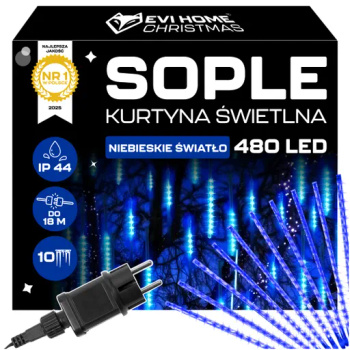 VENKOVNÍ LED CENCÚLE 480 50CM PADÁ SNÍH METEORY GIRLANDA 10 KS - MODRÉ