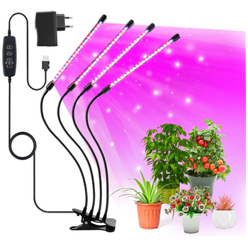 4x Lampa pro růst rostlin, 80x UV LED, pěstování, časovač, spona, 9 režimů