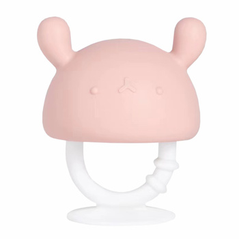 Speech therapy teether mushroom sensory toy pink