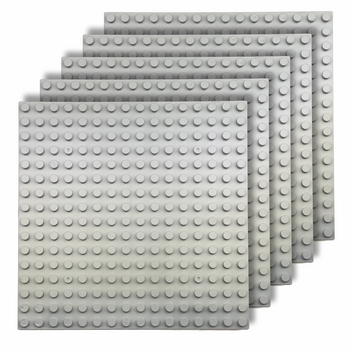 CONSTRUCTION PLATES for LEGO Duplo blocks 16x16 creative SET of 5 pieces light grey