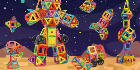 Magnetic blocks CONSTRUCTION PANELS educational colorful 3D set 128pcs