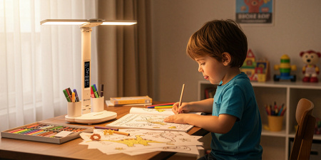 DESK LAMP LED DOUBLE DESK LIGHT CLOCK ORGANIZER TEMPERATURE DATE 6IN1