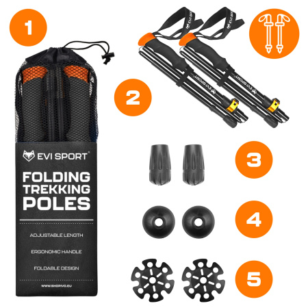 KIJE TREKKINGOWE Składane Regulowane Kijki do Chodzenia NORDIC WALKING Góry | ALUMINIOWE