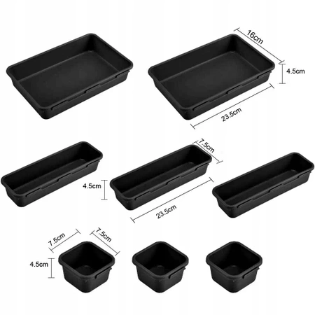 Modular insert organiser for drawer and desk 8 pieces - graphite