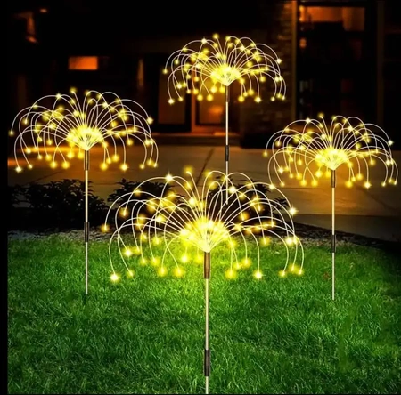 Outdoor garden solar LED fireworks dandelion lamp FIREWORKS 120 LED - set of 4 pieces