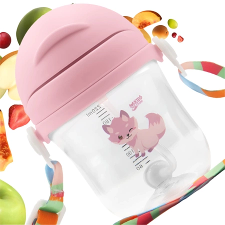 Sippy cup with weighted straw for learning to drink, Sippy bidon - colour pink