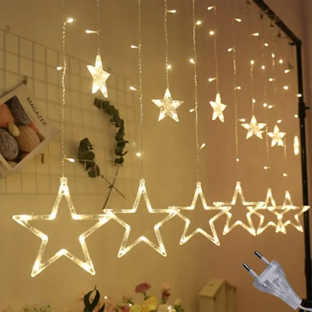 Kurtyna świetlna GWIAZDY 138 LED 2,5 m girlanda dekoracja lampki świąteczne