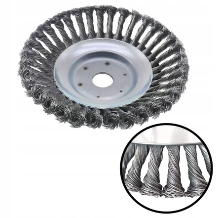 Head for petrol scythe, trimmer - wire brush weave for ankle cleaning