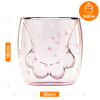 THERMAL GLASS CAT PAW double wall COFFEE TEA MUG 250ML