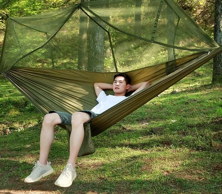 Garden hammock, tourist hammock with mosquito net survival for two people