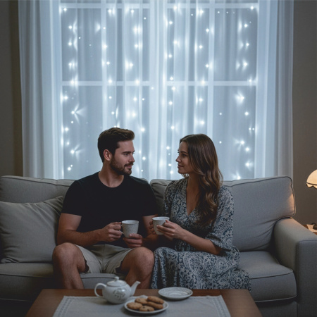 KURTYNA ŚWIETLNA LED 3x3 LAMPKI 300 Świąteczne Choinkowe GIRLANDA ZIMNE XXL