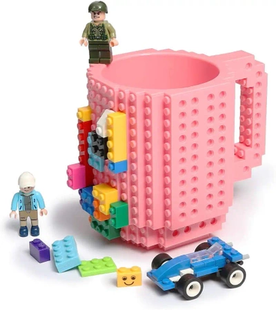 Kreativní hrnek s LEGO cihlami a startovacím sady - Světle růžová