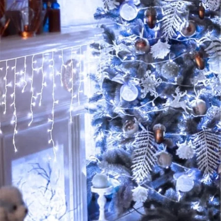 VENKOVNÍ SVÍTILNY 500 LED ICICLE 23m VÁNOČNÍ GIRLANDA Světelná Záclona IP 44