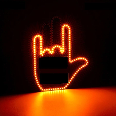 LED lampa do auta, gesta rukou, znak prostředníčku, s dálkovým ovládáním
