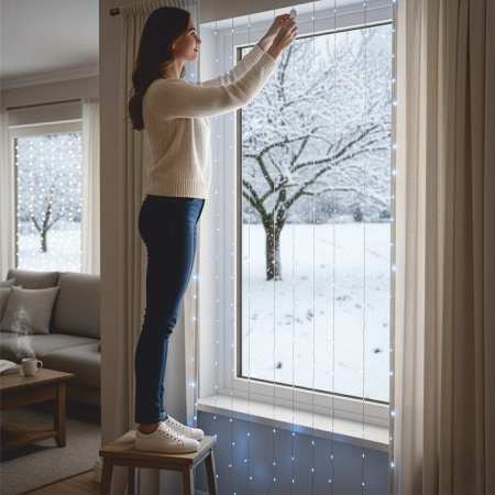 LED LIGHT CURTAIN 3x3 300 CHRISTMAS TREE LIGHTS GARLAND COLD XXL