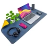 Protective desk mat for keyboard and mouse table 90x45 cm - navy blue and yellow