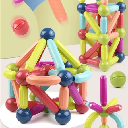 KLOCKI MAGNETYCZNE Konstrukcyjne STICKS PATYCZKI EDUKACYJNE 3D Zestaw 120el