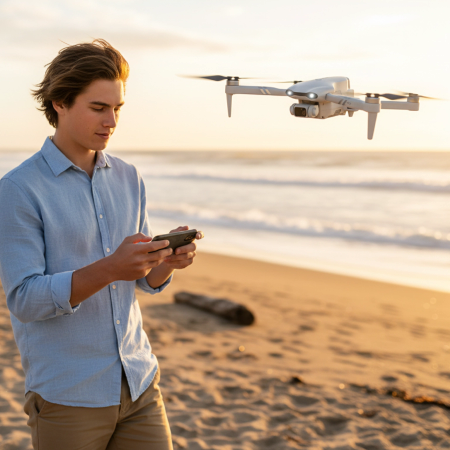 DRON FlyPro10 2 kamery silniki BEZSZCZOTKOWE zawis WIFI 3x20min 2KM ZABAWKA