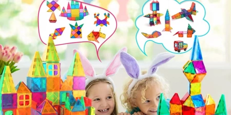 Magnetic blocks CONSTRUCTION PANELS educational colorful 3D set 128pcs