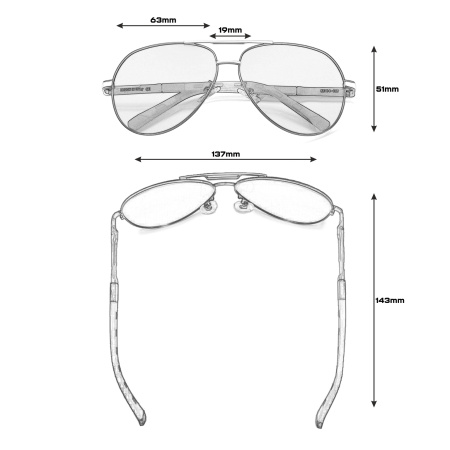 Polarised sunglasses AVIATOR Pilots UV400 set XXL with case - black lenses