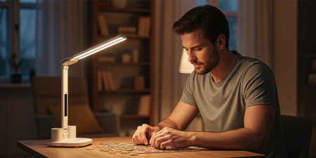 STOLNÍ LAMPA LED DVOJITÁ STOLNÍ SVÍTIDLO HODINY ORGANIZÉR TEPLOTA DATUM 6V1