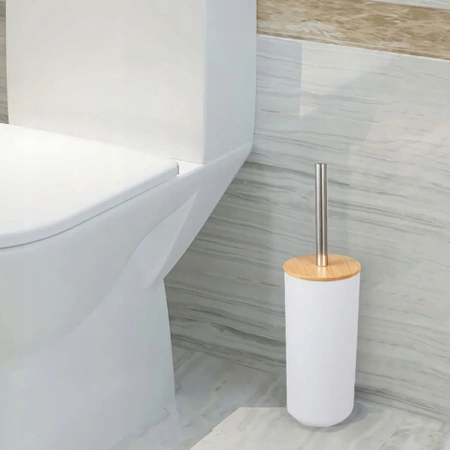 Sada příslušenství 6 kusů pro koupelnové WC s bambusem - bílá