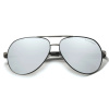 Polarised sunglasses AVIATOR Pilots UV400 set XXL with case - silver mirrors