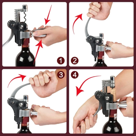 Premium Wine Set: Corkscrew, Bottle Opener, Pourer, Thermometer, Box