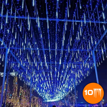 VENKOVNÍ LED CENCÚLE 480 50CM PADÁ SNÍH METEORY GIRLANDA 10 KS - MODRÉ