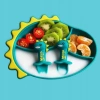 Silicone suction cup BLW plate for baby DINOZAUR and cutlery - green