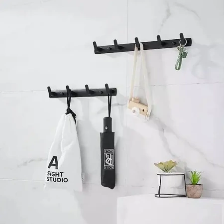 EVI HOME koupelnový věšák s úchyty, háčky na ručníky - černý