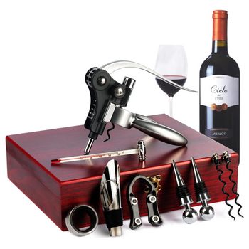 Prémiová sada na víno: Korkový šroub, otvírák na lahve, nalévací nástavec, teploměr, krabička