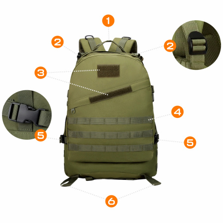 MILITARY TACTICAL BACKPACK TOURIST SPORT TREKKING FOR MOUNTAINS - ARMY GREEN