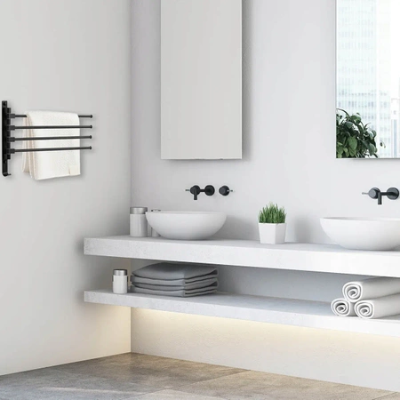 Držák na ručníky, koupelnové madlo, pohyblivý, LOFT černý