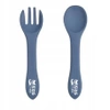 Silicone plate with suction cup and BLW cutlery - BLW SPIRIT blue
