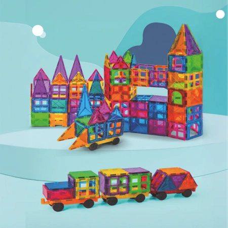 Magnetic Building Blocks CONSTRUCTION PANELS Educational Colorful 3D Set 45 pieces