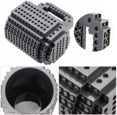 Kreativní hrnek s LEGO cihlami a startovacím sady - Šedá