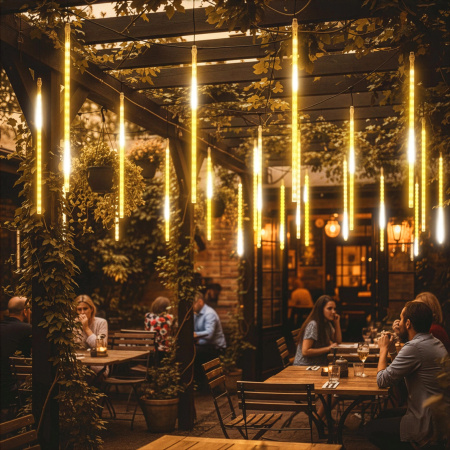 OUTDOOR LED ICICLE LIGHTS 480 50CM FALLING SNOW METEOR GARLAND 10 PCS - WARM