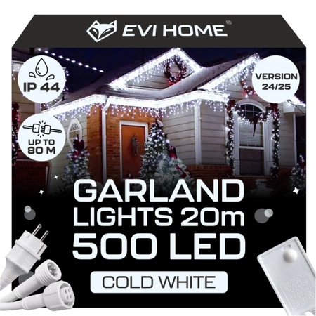 VENKOVNÍ SVÍTILNY 500 LED ICICLE 23m VÁNOČNÍ GIRLANDA Světelná Záclona IP 44