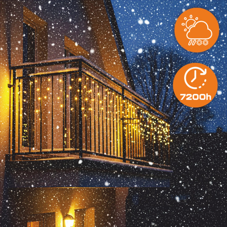 OUTDOOR LIGHTS 500 LED ICICLES 24M CHRISTMAS GARLAND LIGHT CURTAIN WARM