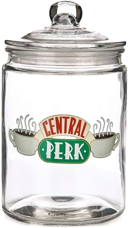 FRIENDS biscuit jar glass container with lid