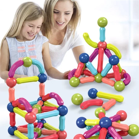 KLOCKI MAGNETYCZNE Konstrukcyjne STICKS PATYCZKI EDUKACYJNE 3D Zestaw 120el
