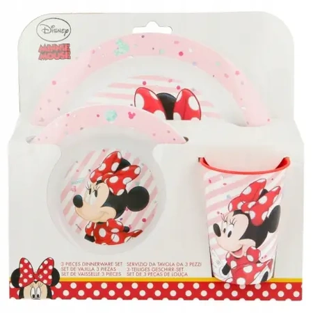Sada jídelního nádobí Minnie Mouse na snídani/oběd do mikrovlnky - 3 v 1: talíř, miska, hrníček