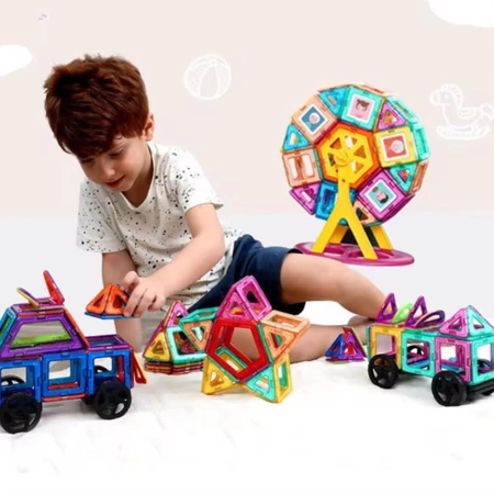 Magnetic blocks CONSTRUCTION PANELS educational colorful 3D set 128pcs