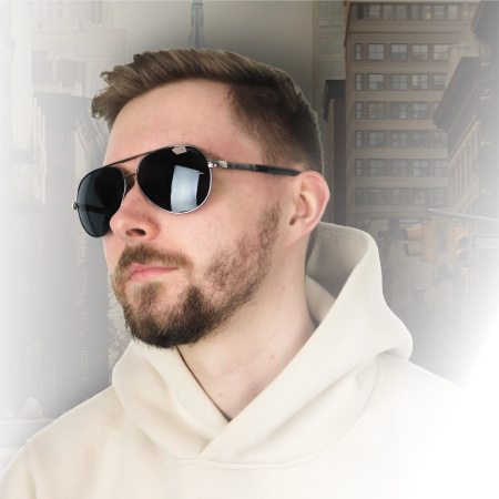 Polarised sunglasses AVIATOR Pilots UV400 set XXL with case - black lenses