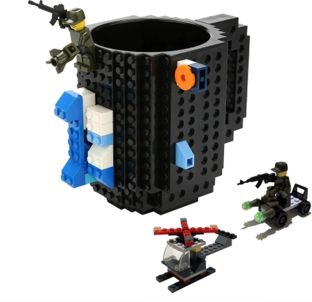 Kreativní hrnek s LEGO cihlami a startovacím sady - Černá