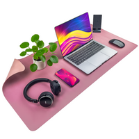 Protective desk mat for keyboard and mouse table 90x45 cm - pink dark and light