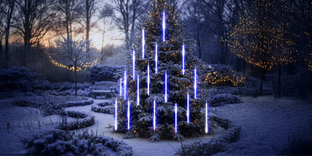 VENKOVNÍ LED CENCÚLE 480 50CM PADÁ SNÍH METEORY GIRLANDA 10 KS - MODRÉ