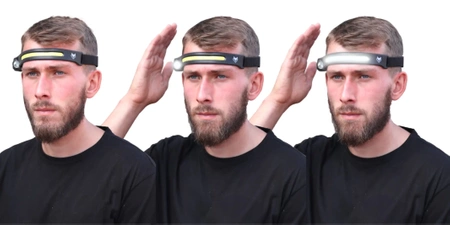 LATARKA CZOŁOWA LED Akumulator CZOŁÓWKA Mocna Wodoodporna Lampa GESTY USB-C