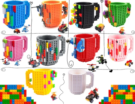 Creative LEGO Brick Mug with Starter Kit - White